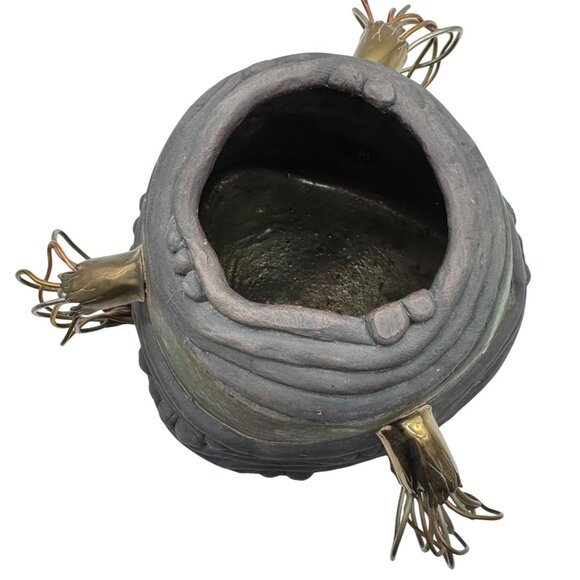 OOAK Raku Pottery Brass Art Vase Belly Dancer Series by Martha Prentiss 10"x8.5" - Picture 5 of 7